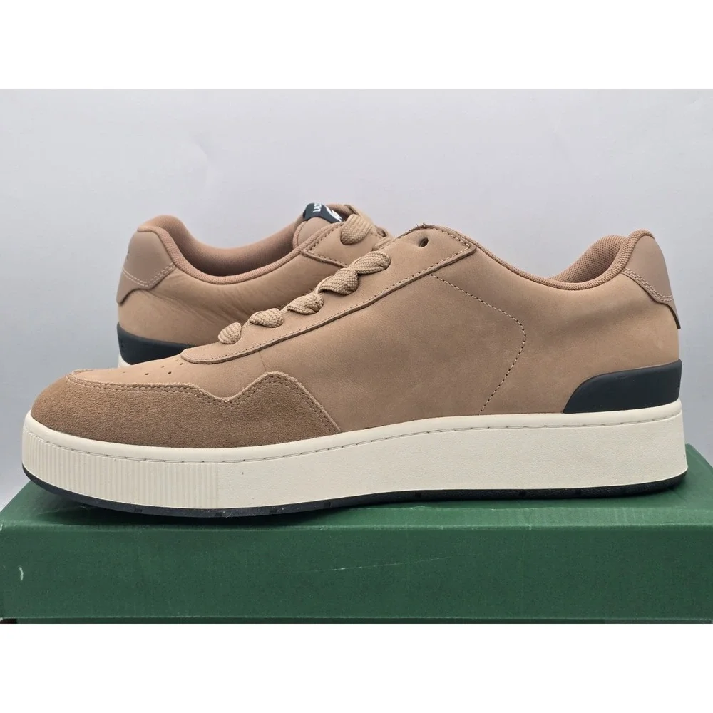 NIB Lacoste Men's Ace Clip 223 4 SMA Sneaker -‎ Brown/Off White - Size 12.5